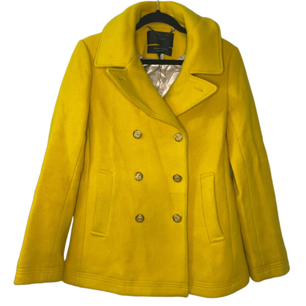 J. Crew Women's Double-Breasted Pea Coat in Bright Yellow - Picture 1 of 4